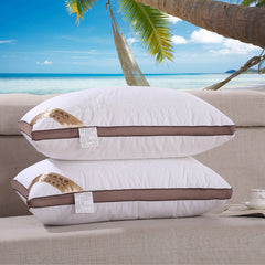 Quilted and embroidered feather silk pillow core