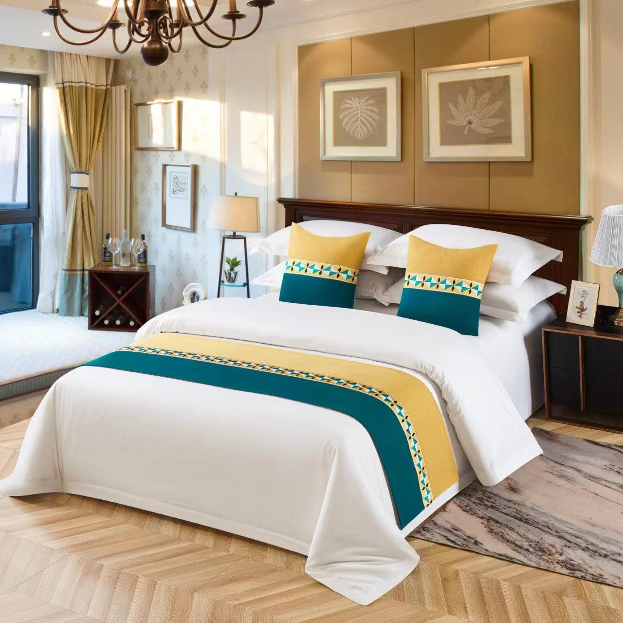 12-Color 100% polyester Bed Runners And Throw Pillows